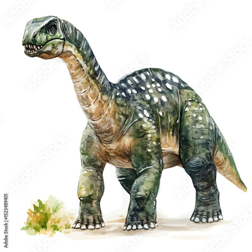Sauroposeidon, watercolor drawing vector, high quality, isolated on a white background.