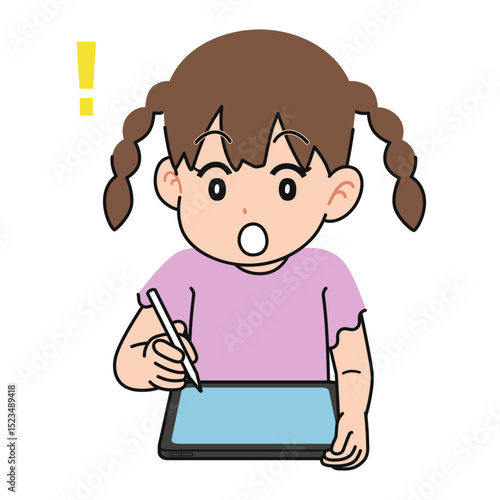 勉強がわかった女の子　タブレット端末
