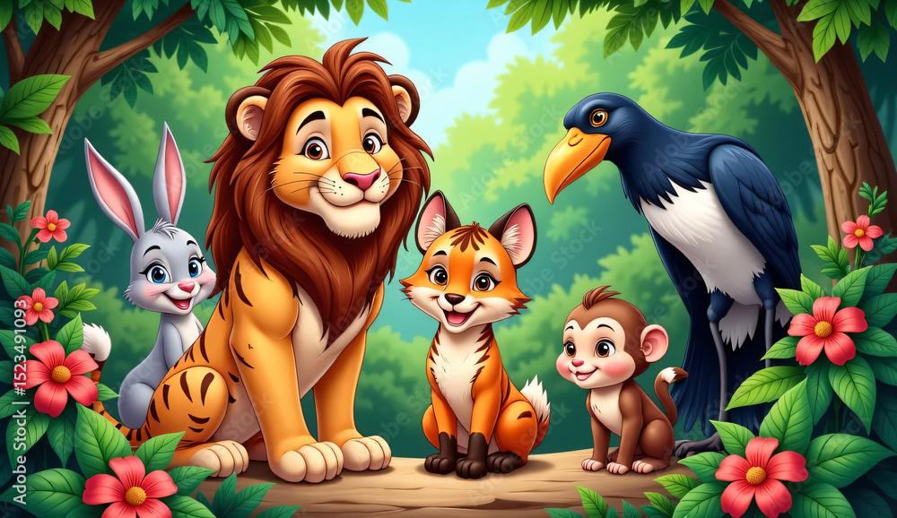 group of animals in the forest group of animals in the forest