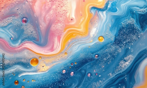 Wallpaper Mural colorfull liquid acrylic paint or fluid bubble flow wallpaper, Abstract background Torontodigital.ca