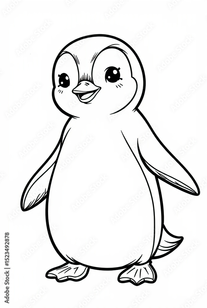 Fototapeta premium page of coloring book, pinguin