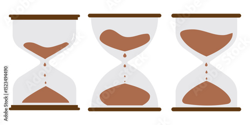 Sand Timer Icon set. Variety Unique Design. Hourglass icons on isolated background. Hourglass sand timer vector illustration.