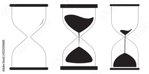 Sand Timer Icon set. Variety Unique Design. Hourglass icons on isolated background. Hourglass sand timer vector illustration.