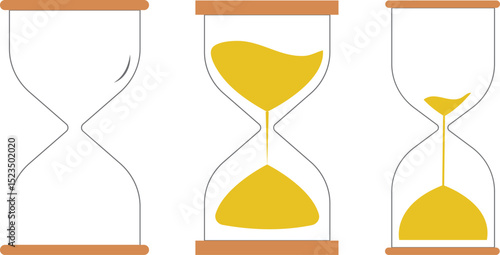 Sand Timer Icon set. Variety Unique Design. Hourglass icons on isolated background. Hourglass sand timer vector illustration.