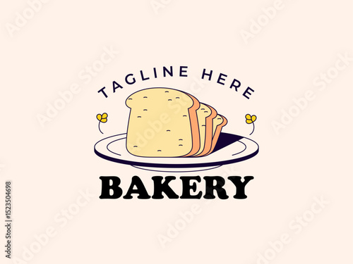 Vintage cartoon bread logo for bakery business