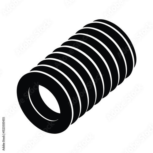 Corrugated Pipe Black and White Illustration