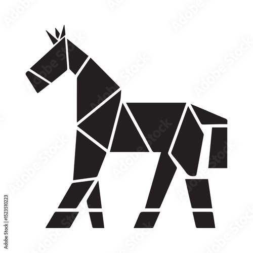 Geometric origami horse silhouette design
