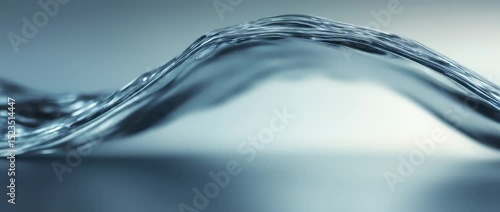 Crystal-clear wave undulating across a reflective surface in slow motion with graceful curling motion.