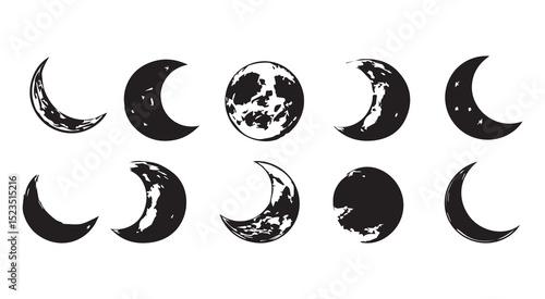 Moon phases celestial cycle lunar art print