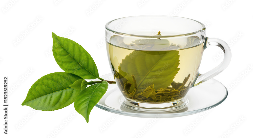 Green tea in glass cup Green tea in glass cup
