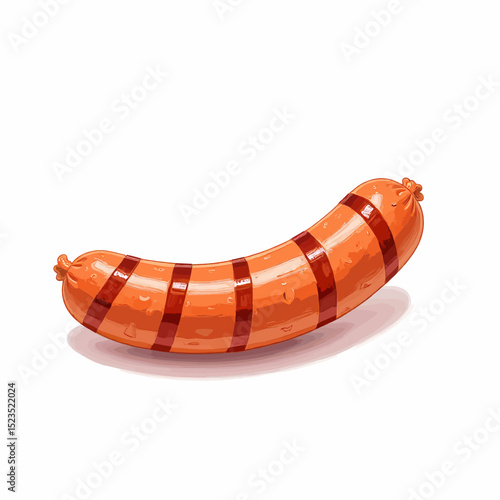 Juicy Sausage on White Background, Glossy and Appealing