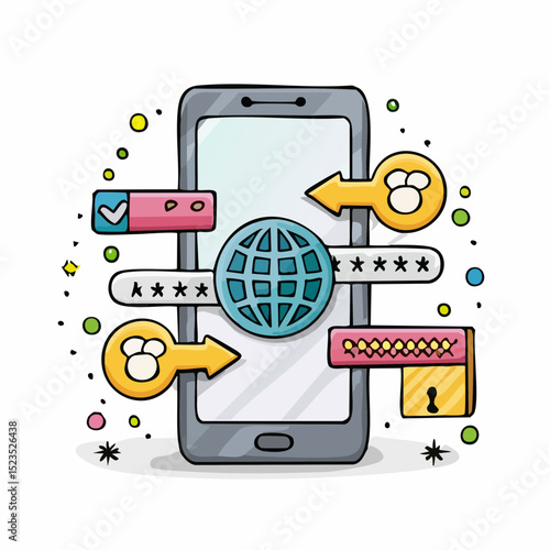 Two-Factor Authentication Illustration Secure Mobile Access with Password and Verification Code