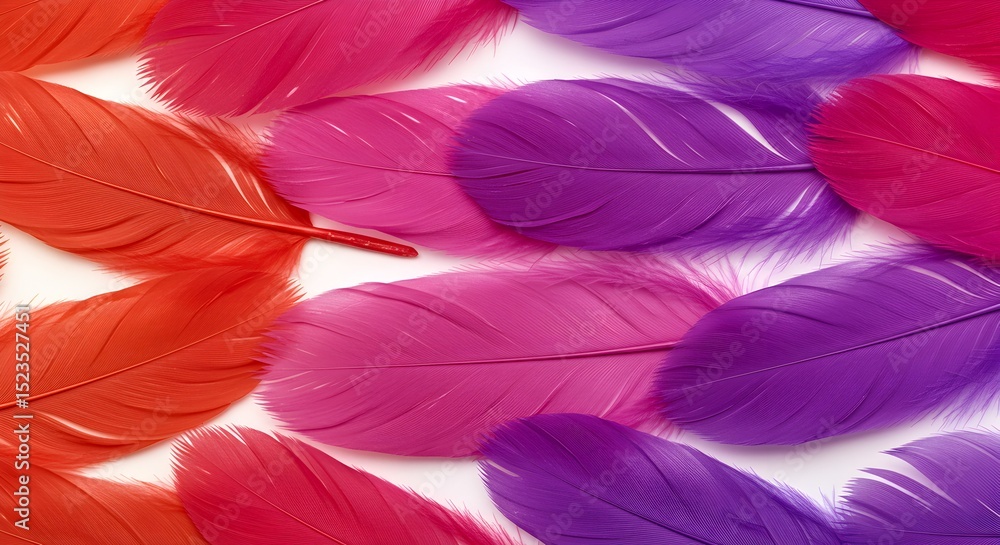 Fototapeta premium Colorful Abstract Feather Design in Purple, Pink, and Red with Rainbow Hues