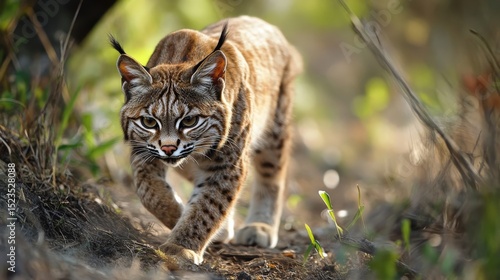 Wallpaper Mural A beautiful bobcat walks forward directly towards the viewer Torontodigital.ca