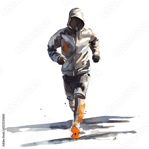 Running Apparel, watercolor drawing vector, high quality, isolated on a white background.