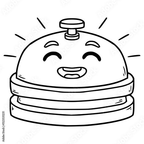 desk bell character illustration hand drawn outline vector