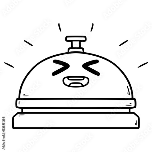 desk bell character illustration hand drawn outline vector
