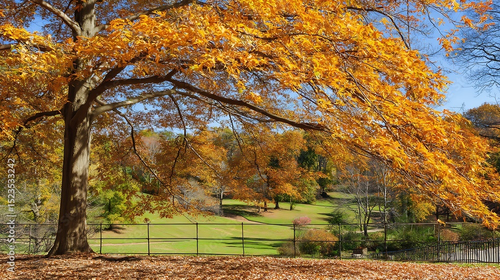 Autumn tree in the park landscape Autumn tree in the park landscape