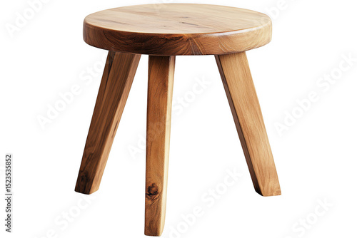 Wooden stool furniture design isolated on transparent background