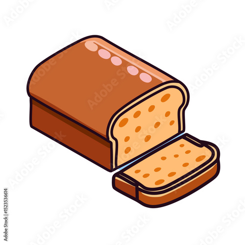 A dark brown rye bread loaf with a dense texture, sliced and displayed. 