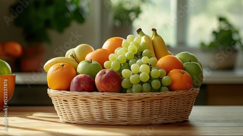 Wallpaper Mural Colorful fruit basket on a wooden surface. Torontodigital.ca