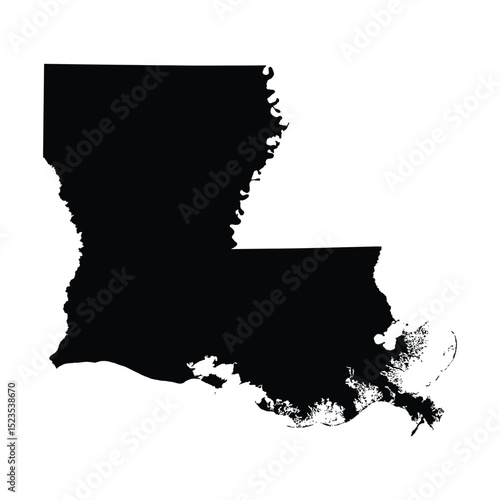 Louisiana Black Map On White Background Vector
