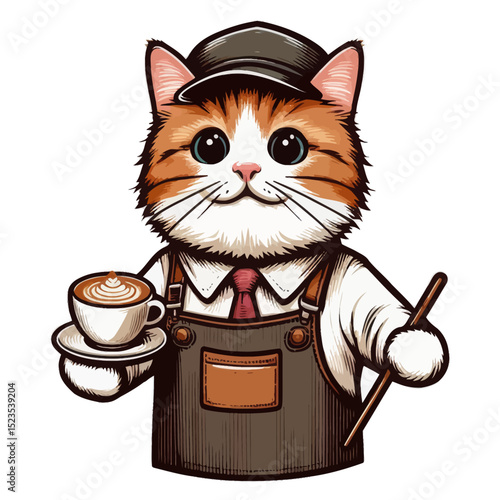 Barista cat vector file
