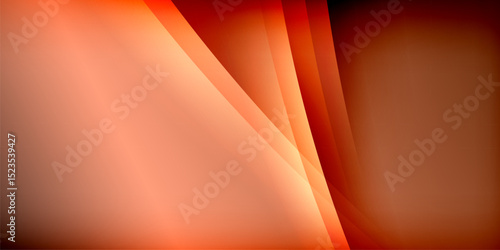 Abstract background features warm orange, red hues. Diagonal lines create dynamic visual separation from black space. Smooth gradients dominate composition.