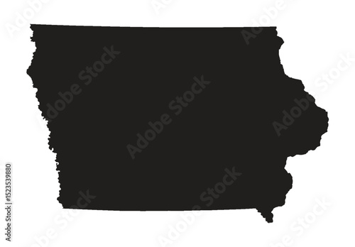 Iowa Black Map White Isolated Background