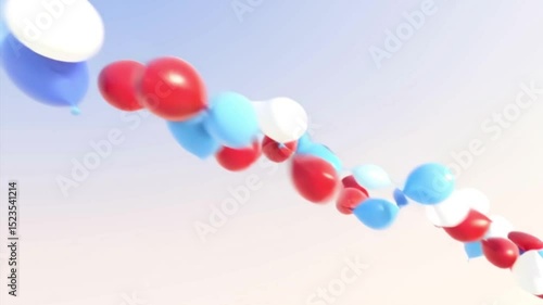 4K Patriotic Balloons Rising on Soft Sky Background