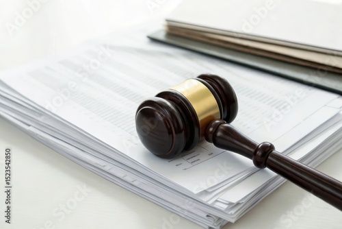 Legal Compliance Documents with Gavel on Table, Tax Regulations and Guidelines for Review