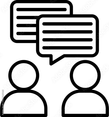 Black discussion icon - outline