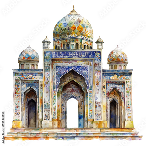 Royal Tombs, watercolor vector, high quality, isolated on a white background.