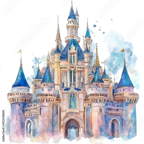 watercolor of Royal Palaces, vector high quality, isolated on a white background.