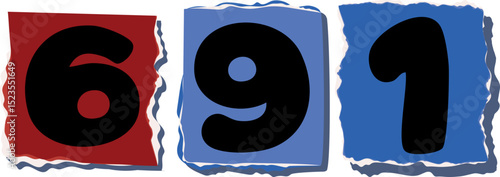 691 Retro torn paper number Design art