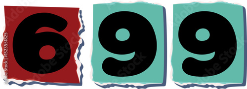 699 Retro torn paper number Design art