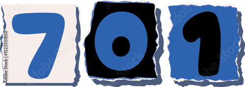 701 Retro torn paper number Design art