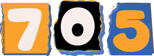 705 Retro torn paper number Design art