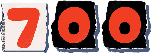 700 Retro torn paper number Design art