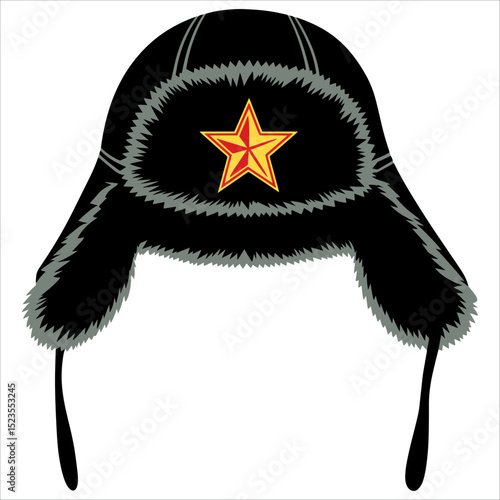 Russian ushanka vector, isolated on white. Ideal for winter fashion, Eastern Europe themes, and festive apparel.