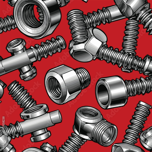 comic style vector bolts and nuts for graphic design purposes