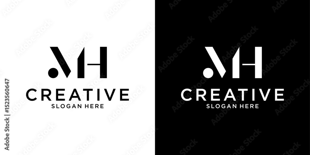 Obraz premium MH or HM initial letter logo design vector