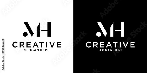 MH or HM initial letter logo design vector