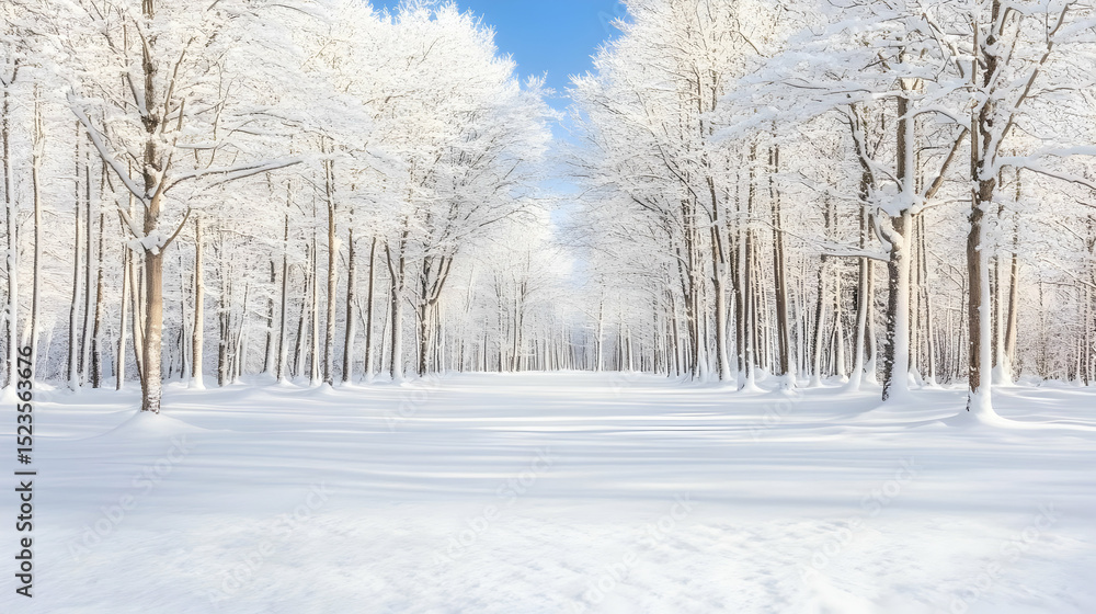 Obraz premium Snowy Winter Forest Path Background Image