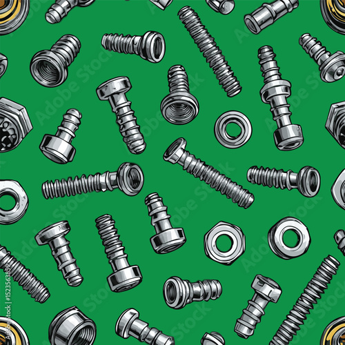 comic style vector bolts and nuts for graphic design purposes