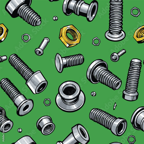 comic style vector bolts and nuts for graphic design purposes