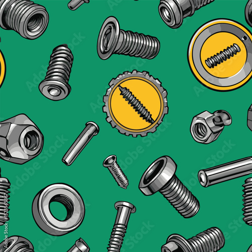 comic style vector bolts and nuts for graphic design purposes