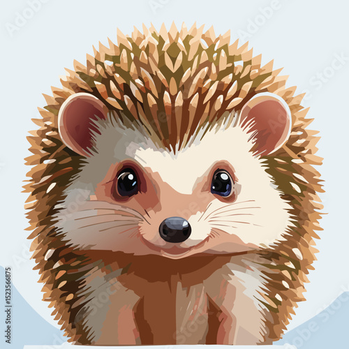 Hedgehog Face Vector Art – Cute Spiky Animal Close-Up Illustration