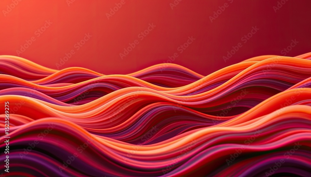 Obraz premium energetic red and orange wave layers flowing horizontally, gradient rich abstract pattern, 4k clarity.