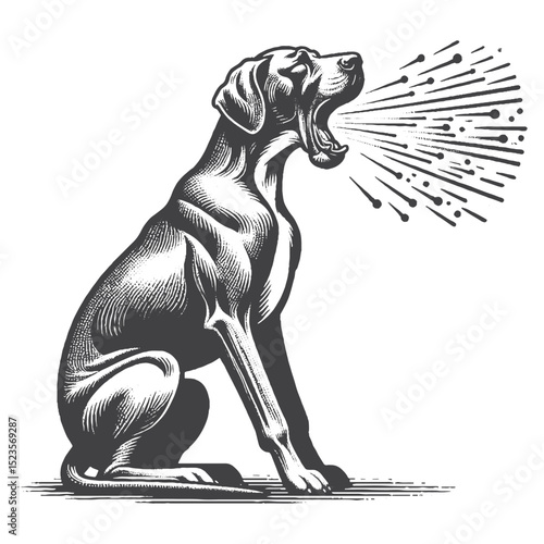 Vintage Hand-Drawn Great Dane Barking Illustration – Vocal Dog Engraved Style Vector for T-Shirts, Posters, Stickers, and Expressive Pet Theme Apparel